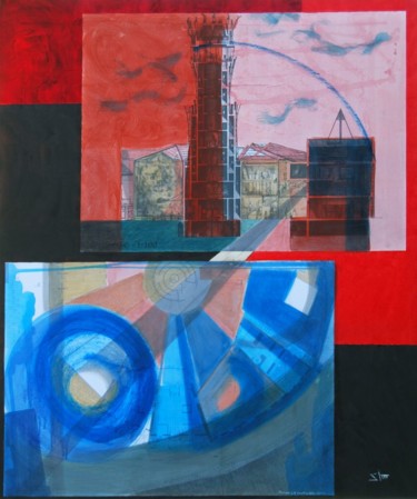 Peinture intitulée "red-tower.jpg" par Slm, Œuvre d'art originale