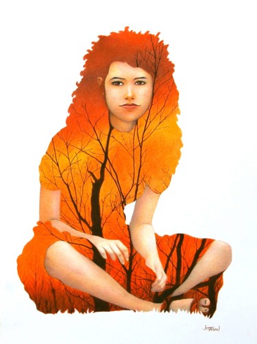 Dessin intitulée "Panthera Lea" par Sylvie Talon, Œuvre d'art originale, Crayon