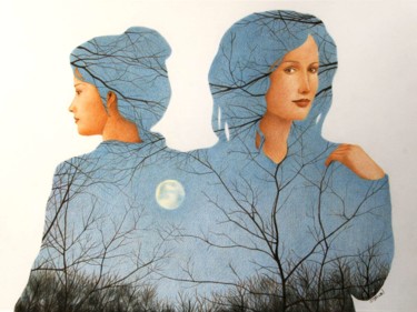 Dibujo titulada "Satellites" por Sylvie Talon, Obra de arte original, Lápiz