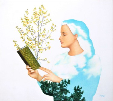 Dessin intitulée "Exlibris" par Sylvie Talon, Œuvre d'art originale, Crayon
