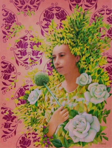 Desenho intitulada "Primavera" por Sylvie Talon, Obras de arte originais, Lápis