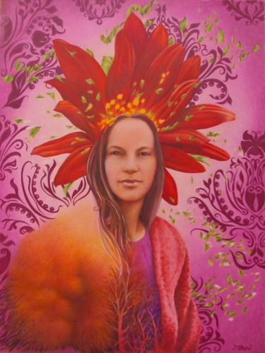 Dibujo titulada "Flora Solis Nubes" por Sylvie Talon, Obra de arte original, Lápiz