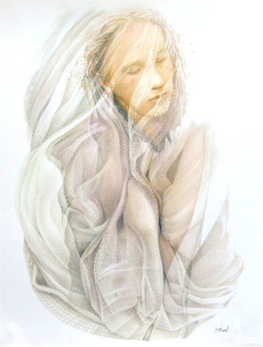 Dessin intitulée "Voilâges" par Sylvie Talon, Œuvre d'art originale, Crayon