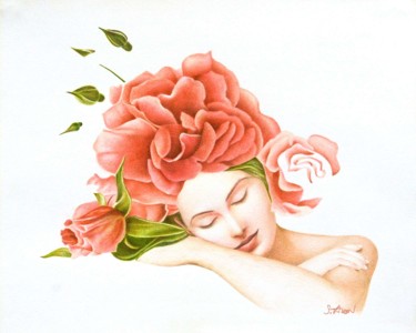 Dessin intitulée "Rosedort" par Sylvie Talon, Œuvre d'art originale, Crayon