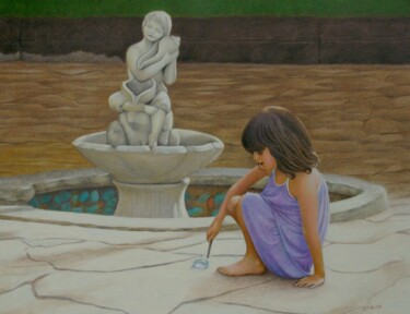 图画 标题为“La fontaine s'est t…” 由Sylvie Talon, 原创艺术品, 铅笔