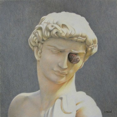 Dibujo titulada "David et la coquille" por Sylvie Talon, Obra de arte original, Lápiz
