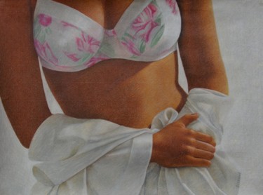 Рисунок под названием "Lingerie" - Sylvie Talon, Подлинное произведение искусства, Карандаш