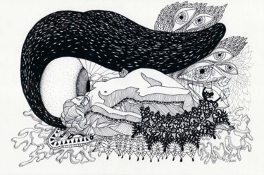 Dessin intitulée "Pierrine" par Sylvie Talon, Œuvre d'art originale, Encre
