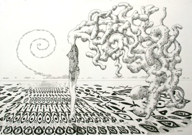 Σχέδιο με τίτλο "Une pensée pour Moë…" από Sylvie Talon, Αυθεντικά έργα τέχνης, Μελάνι