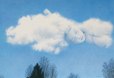 Desenho intitulada "Endormie" por Sylvie Talon, Obras de arte originais, Lápis