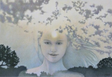 Desenho intitulada "L'orage arrive" por Sylvie Talon, Obras de arte originais, Lápis