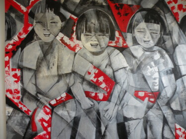 Malerei mit dem Titel "les petits chinois" von Sylvie Tchitchek, Original-Kunstwerk, Acryl