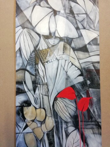 Painting titled "Kakémono, les anthu…" by Sylvie Tchitchek, Original Artwork, Acrylic