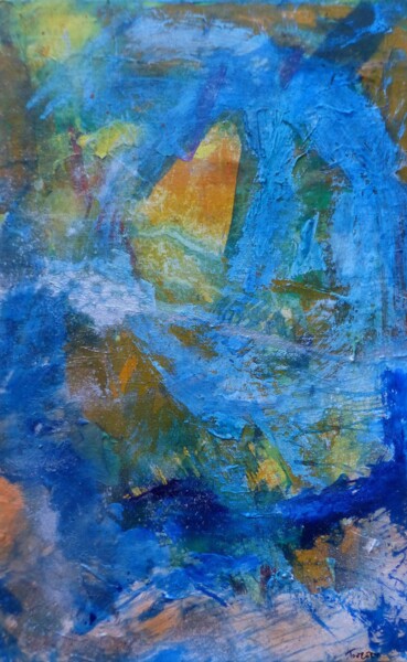 Peinture intitulée ""Courants" V" par Sylvie Touzery, Œuvre d'art originale, Acrylique Monté sur Châssis en bois