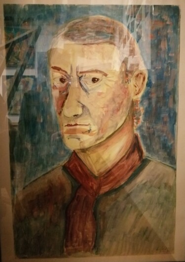 Painting titled "auto-portrait" by Sylvie Trapier (Luc LUFA), Original Artwork, Oil