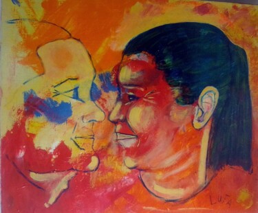 Painting titled "l'amour - (10p)" by Sylvie Trapier (Luc LUFA), Original Artwork, Oil