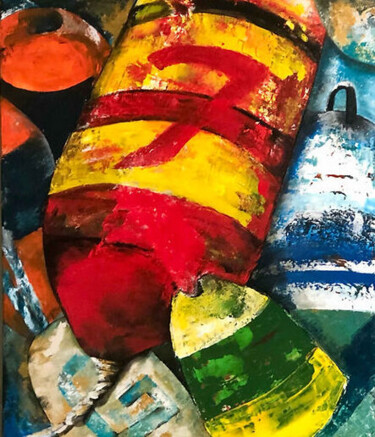 Картина под названием "Instant Marin" - Sylvie Vandensteendam, Подлинное произведение искусства, Акрил Установлен на Деревян…