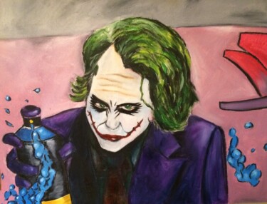 Painting titled "Joker" by Sylvie Vedel, Original Artwork, Oil Mounted on Wood Stretcher frame