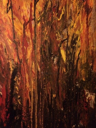 Pintura intitulada "Feu" por Sylvie Vedel, Obras de arte originais, Acrílico Montado em Outro painel rígido