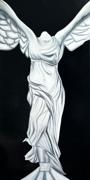 Painting titled "Victoire de Samothr…" by Sylvie Vedel, Original Artwork, Oil Mounted on Wood Stretcher frame