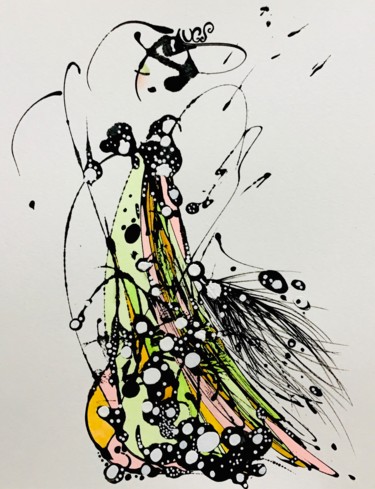 Drawing titled "Bulles collection" by Lili Ks, Original Artwork, Ink