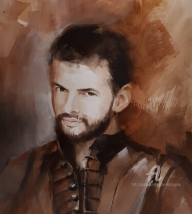 Painting titled "Quentin" by Sylvie Vernageau, Original Artwork, Watercolor