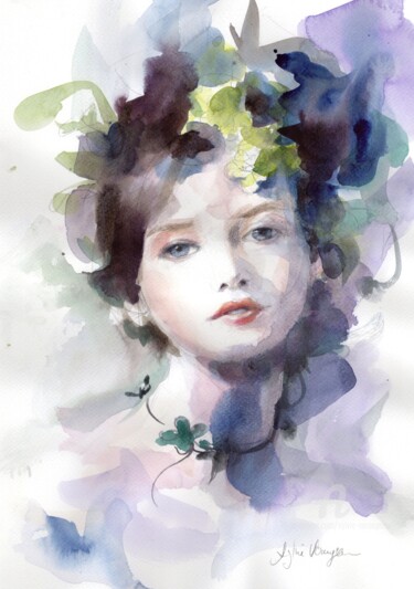 Painting titled "Belle inconue" by Sylvie Vernageau, Original Artwork, Watercolor