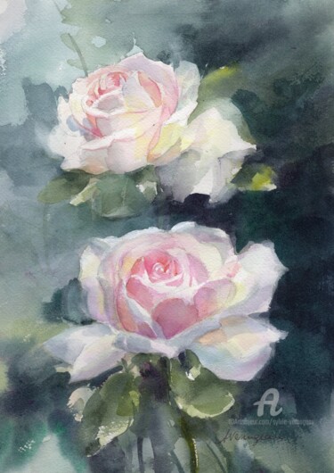 Peinture intitulée "Roses 2" par Sylvie Vernageau, Œuvre d'art originale, Aquarelle