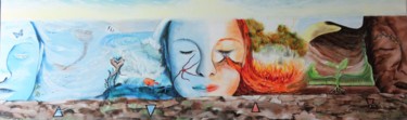 Peinture intitulée "" Les 4 éléments "" par Sylvie, Le Chant Du Vent, Œuvre d'art originale, Acrylique