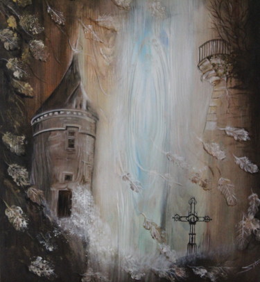 Painting titled "le pigeonnier" by Sylvie, Le Chant Du Vent, Original Artwork, Acrylic Mounted on Wood Stretcher frame