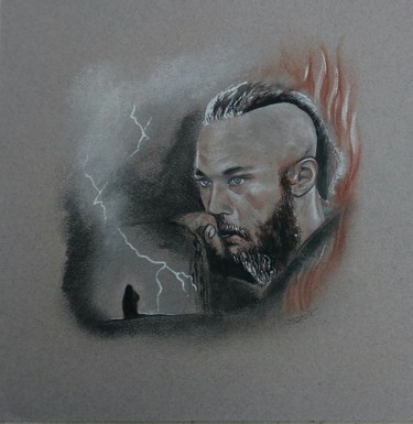 Rysunek zatytułowany „Ragnar Lothbrok” autorstwa Sylvie, Le Chant Du Vent, Oryginalna praca, Kreda