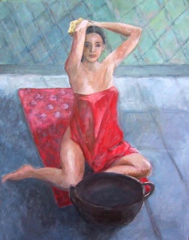 Peinture intitulée "au hammam" par Sylvie Beuzen, Œuvre d'art originale