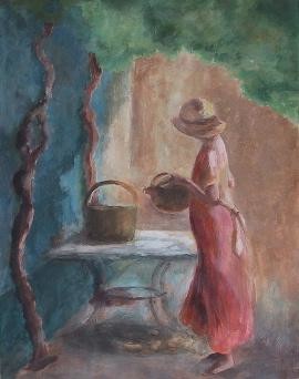 Peinture intitulée "jeune fille à la ja…" par Sylvie Beuzen, Œuvre d'art originale