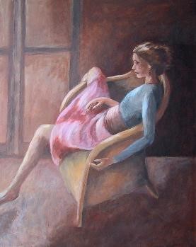 Peinture intitulée "jeune fille rose" par Sylvie Beuzen, Œuvre d'art originale