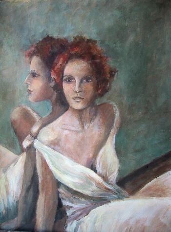 Peinture intitulée "le miroir" par Sylvie Beuzen, Œuvre d'art originale