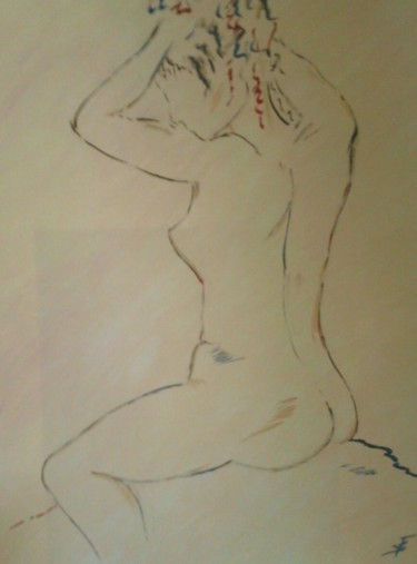 Malerei mit dem Titel "FEMME NUE" von Sylviebf, Original-Kunstwerk, Gouache
