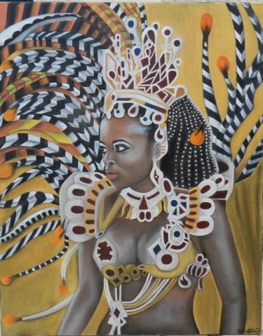 Peinture intitulée "reine-afro-3.jpg" par Sylvie Boublil, Œuvre d'art originale, Autre