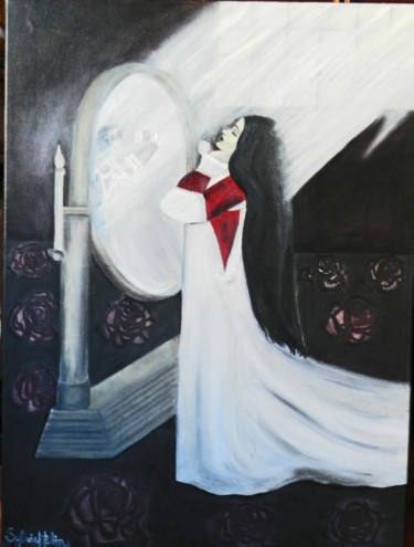 Peinture intitulée "la-dame-au-miroir-8…" par Sylvie Boublil, Œuvre d'art originale, Huile