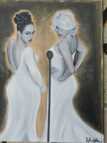 Peinture intitulée "duo-de-femmes-65x50…" par Sylvie Boublil, Œuvre d'art originale, Huile
