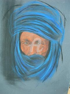 Peinture intitulée "le turban bleu" par Sbx, Œuvre d'art originale
