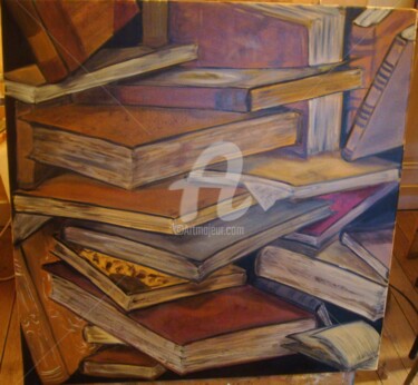 Painting titled "un tas de livres" by Sbx, Original Artwork