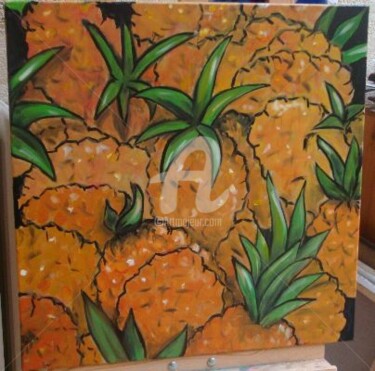Pittura intitolato "un tas d'ananas" da Sbx, Opera d'arte originale