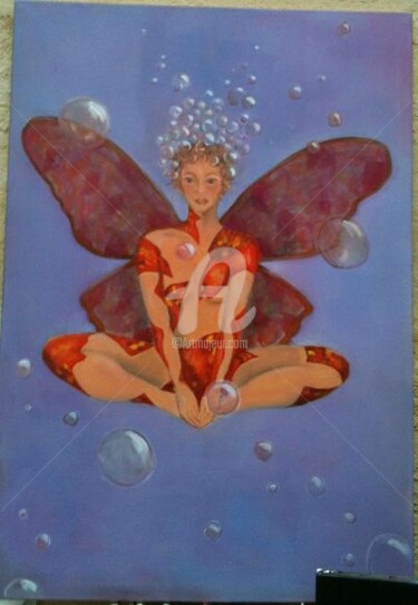 Painting titled "femme-papillon" by Sbx, Original Artwork