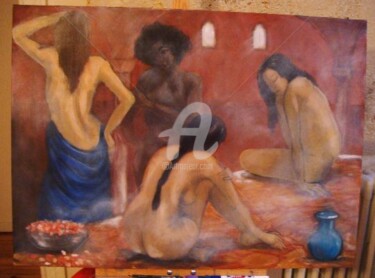 Painting titled "le hammam" by Sbx, Original Artwork