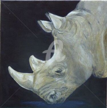 Painting titled "rhino" by Sbx, Original Artwork