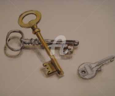 Peinture intitulée "voici les clefs" par Sbx, Œuvre d'art originale