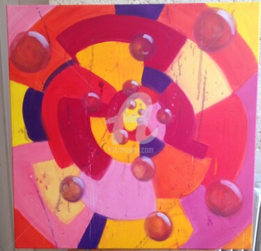 Painting titled "pivoines 2 ou bulle…" by Sbx, Original Artwork