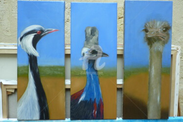 Peinture intitulée "étranges oiseaux" par Sbx, Œuvre d'art originale