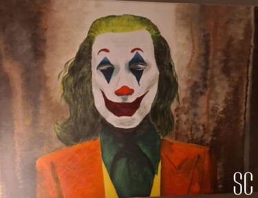 Schilderij getiteld "Le joker" door Sc, Origineel Kunstwerk, Acryl Gemonteerd op Frame voor houten brancard