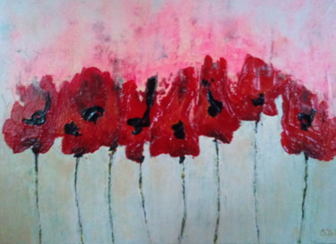 Painting titled "COQUELICOTS" by Sylvie Del Gallo, Original Artwork, Acrylic